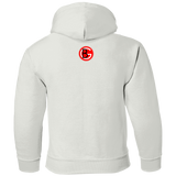Fly Kat White No Drawstring Pullover Hoodie with Medallion on Back