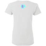 Fly Kitten Signature  White T-Shirt With Black Kitten and Medallion on Back