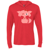 Fly Kitten Vintage Red Hooded T-Shirt with Pink Kitten