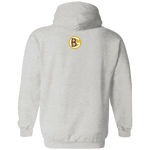 Fly Kat White Pullover Hoodie with Purple Kat and Medallion on Back