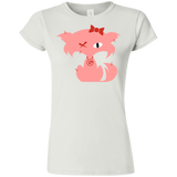 Fly Kitten White  T-Shirt with Pink Kitten and Medallion on Back