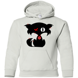 Fly Kat White No Drawstring Pullover Hoodie with Medallion on Back