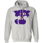 Fly Kat White Pullover Hoodie with Purple Kat and Medallion on Back
