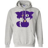 Fly Kat White Pullover Hoodie with Purple Kat and Medallion on Back