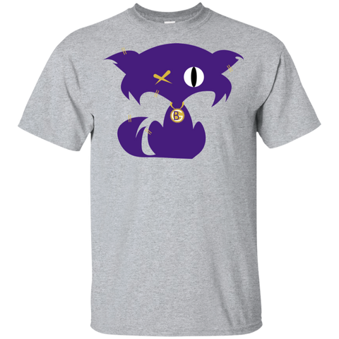 Purple Kat on Sport Grey T-Shirt with Medallion on Back