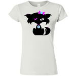 Fly Kitten Back in White T-Shirt with Medallion on Back