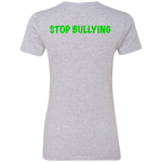 Lime Green Kitten with Stop Bullying on Back Heather Gray T-Shirt
