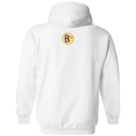 Fly Kat White Pullover Hoodie with Purple Kat and Medallion on Back