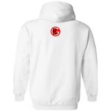 Fly Kat White Drawstring Pullover Hoodie with Medallion on Back